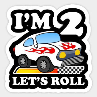 Kids Birthday Boy 2 Two Race Car Sticker